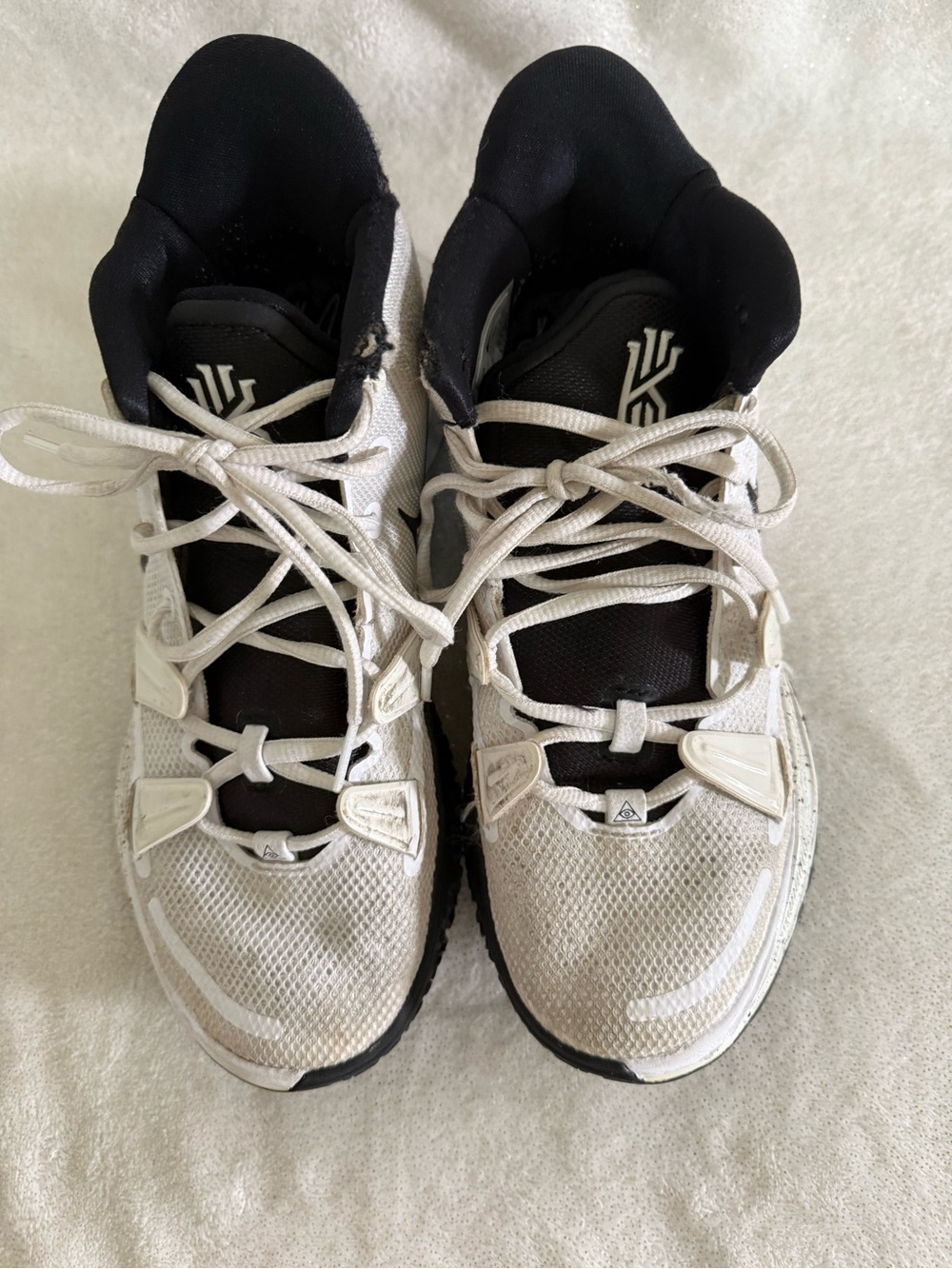 White and Black Kyrie 7 Basketball Shoes